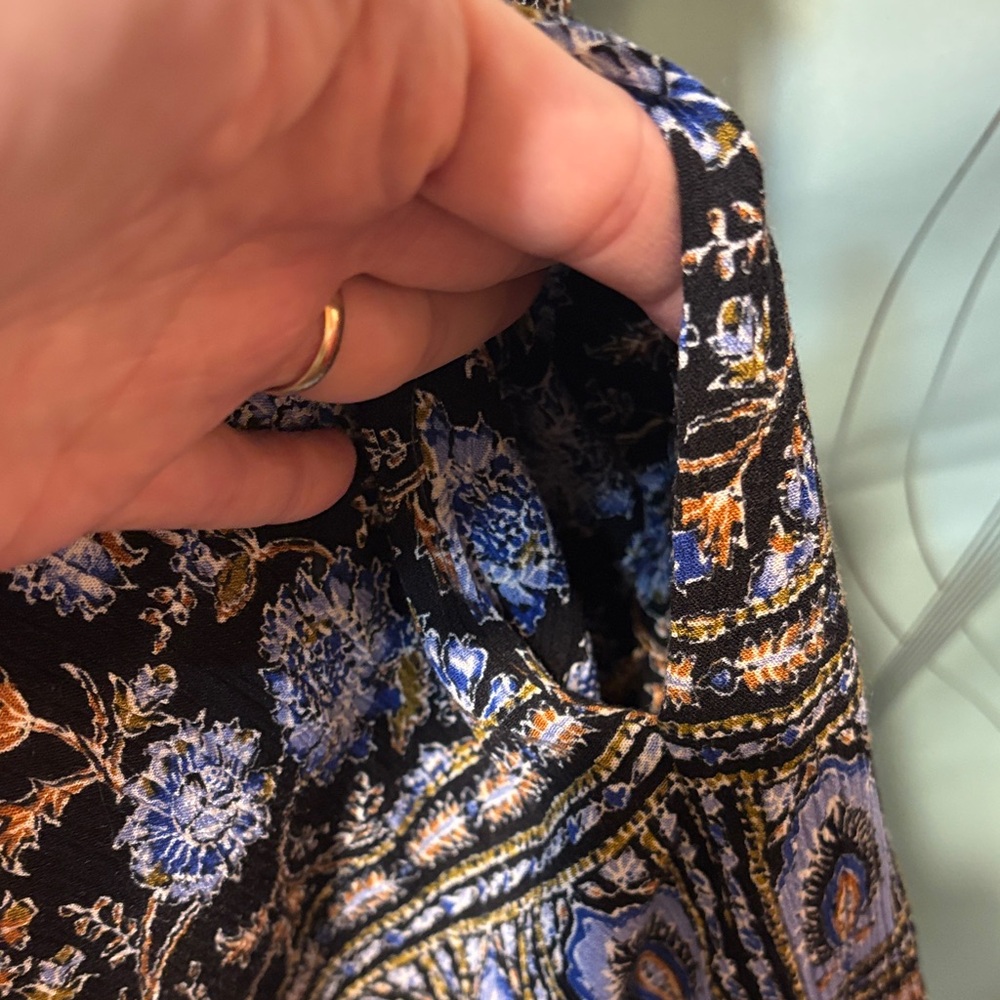 Free People Black and Blue Patterned Blouse - Picture 6 of 16